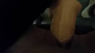 Playing with my pussy with a big dildo 