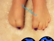 Sexy feet knead rug like cat