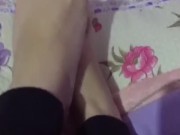 @tici_feet my feet on the bed, french tip again! tici_feet IG tici feet