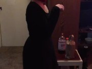Kitten bouncing her first tail, first video