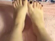 tici_feet @tici_feet IG tici feet my feet in my bed again, black toenails