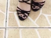 tici_feet @tici_feet IG tici feet showing black sandal and black toenails