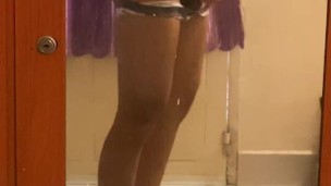 I play my penis in front of mirror