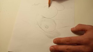 Love Busty Cara Rose And Her Big Tits - Drawing