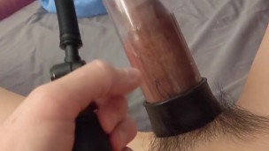 My cock and ball being pumped