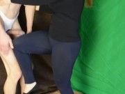 Omg Girl kick him in the balls, and he very much cums. Ballbusting footjob 9/16