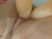 real orgasm while playing with my dildo and squirt ! 12/16