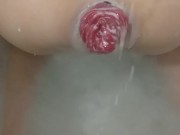 milky enema and prolapse in bath tub ! 12/16