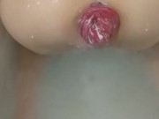 milky enema and prolapse in bath tub ! 14/16
