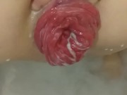 milky enema and prolapse in bath tub ! 6/16