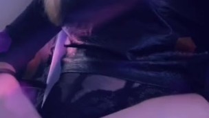 Sexy Blonde Tgirl Fucks Her Ass In Tight Jeans