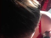 Cute Emo girl gives her bf a risky sloppy blowjob in front of window 2/16