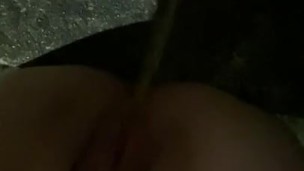 Girl does a quick piss outside a strangers home