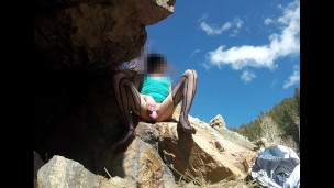 Caged sissy public piss
