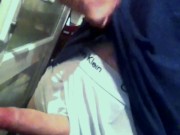 shooting a huge fountain of cum across the kitchen 16/16