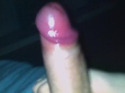 cum oozing from my red bell end 8/16