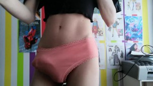 Femboy shows what she's wearing