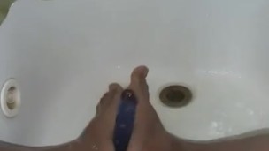 Feet show in the shower
