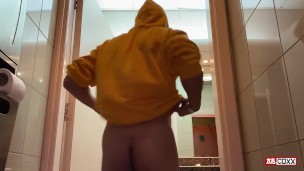 CAUGHT CRUISING IN PUBLIC BATHROOM SUPER RISKY - SMOOTH BOTTOM POV