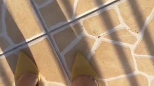 @tici_feet IG tici feet tici_feet walking and dangling yellow heels