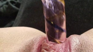 Creamy and tight. Glass dildo