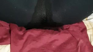 Cute Gf wetting her leggings in bed close up. Cute!