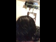 kitty cums while gagging on cock/trying to film it in 69, cum in throat 11/16