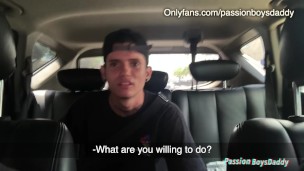 Hitchhiking skater gets sucked off for cash, then cums huge!