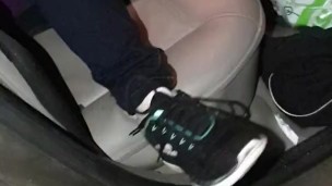 Sexy gf re wets her Jean's in the car, then finishes soaking them standing!