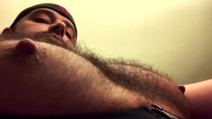 Verbal Hairy Dad Plays With Pumped Muscle Tits