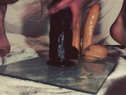 Huge dildo ride, anal fisting and two dildos DAP 10/16