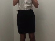 Horny MILF takes business suit off to pleasure herself!