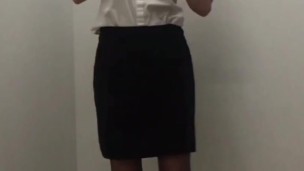 Horny MILF takes business suit off to pleasure herself!