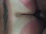 Deep anal creampie. Fucked a big, tanned ass. She cums from anal. 3/16