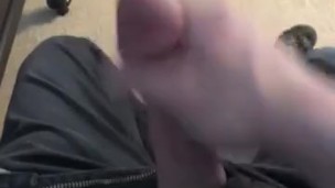 Stroking my big cock at work