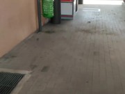 Bathroom station solo handjob