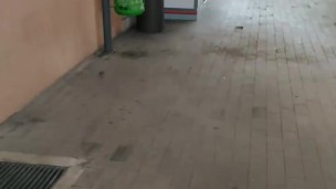 Bathroom station solo handjob