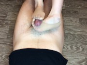 cute teen footjob & handjob & socksjob after study with PED socks cumshot 8/16
