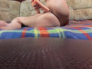 Relaxing blonde and playing with toy ridding and fuck 12/16