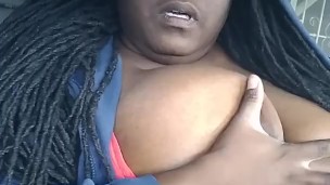 Smoking with my titties out ebony milf boobs (part1)