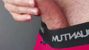 Long edging session in boxers, epic cum leaking and multiple cumshots