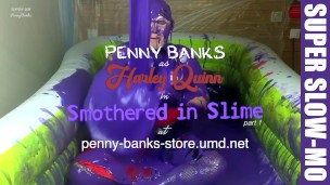 Chubby Harley Quinn with huge tits tied and slimed! Gunge bondage