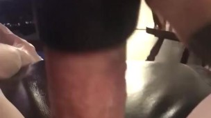 Using satisfyer toy to masturbate! Cum dripping down his throbbing cock 
