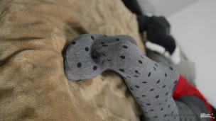 Opaque pantyhose feet tease