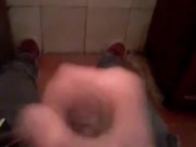 Public handjob on toilet almost got caught!!
