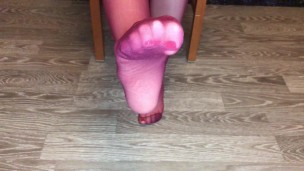 teen girl show new red nylon stockings foot fetish pov