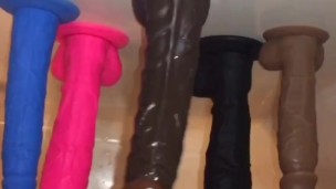 Solo Male Quarantined at Home Puts On Show Throating Dildos & Eats His Cum.