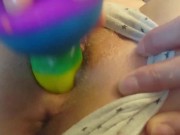 She fucks herself with her dildo so hard to squirt (coronavirus therapy)