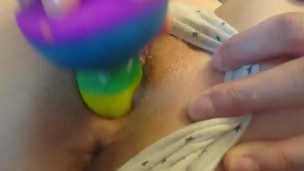 She fucks herself with her dildo so hard to squirt (coronavirus therapy)