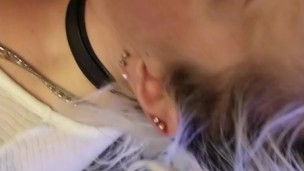 Hot English tutor deepthroats my cock while I record her